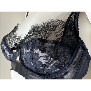 NWT Agent Provocateur Macey Black Navy Lace Bra Knickers Forever Collection 36D